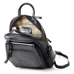 Modern Rucksack für Damen aus italienischem Leder - Schwarz & braun 